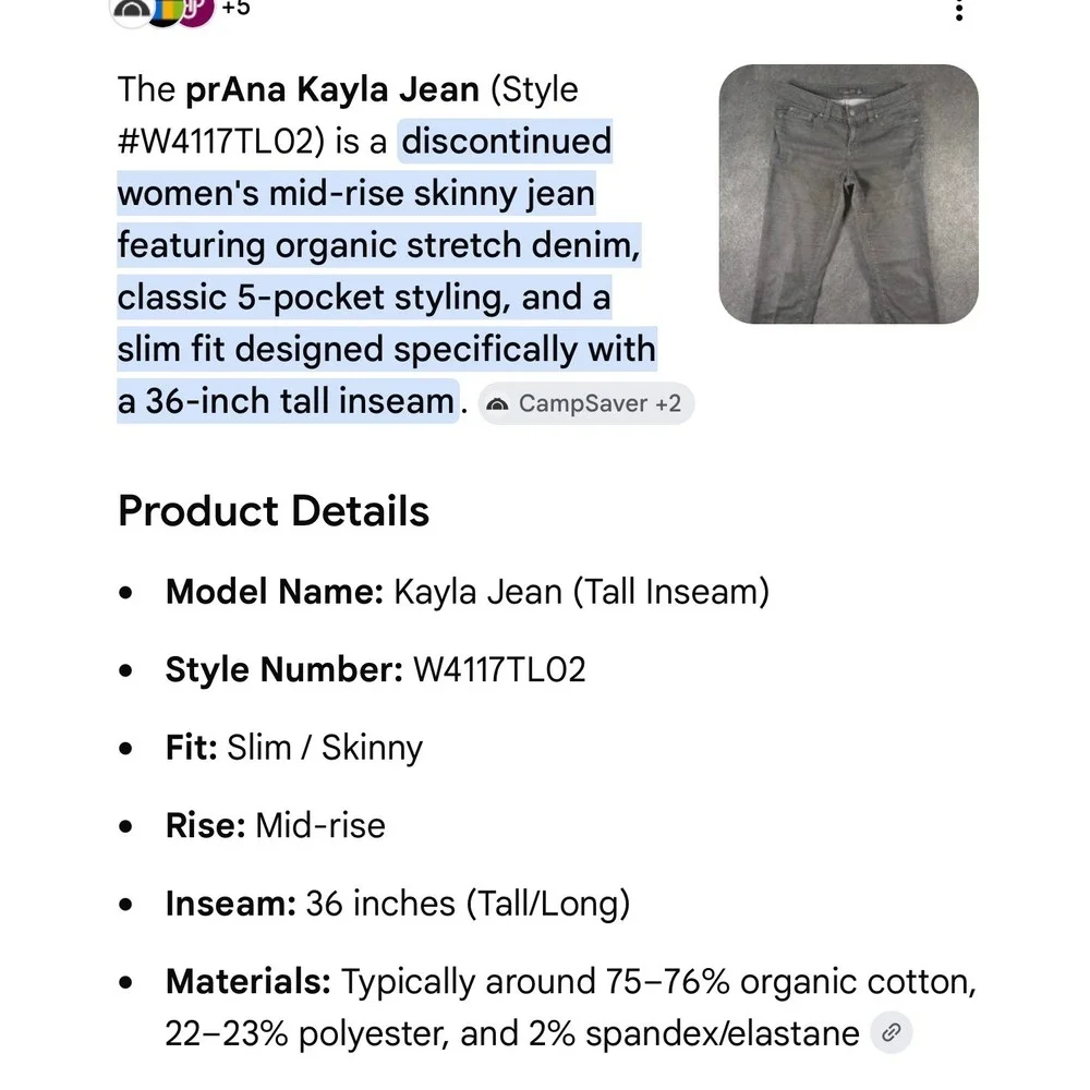 prAna Kayla Jeans Skinny Dark Mud Brown Organic Stretch Tall 0 25 x 35 Gorpcore